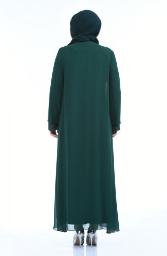 Robe de Soirée a Paillettes Grande Taille 1043-01 Vert emeraude 1043-01
