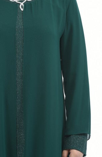 Grosse Grösse Silbernes Abendkleid 1043-01 Smaragdgrün 1043-01