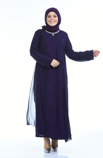 Purple Hijab Evening Dress 1043-02