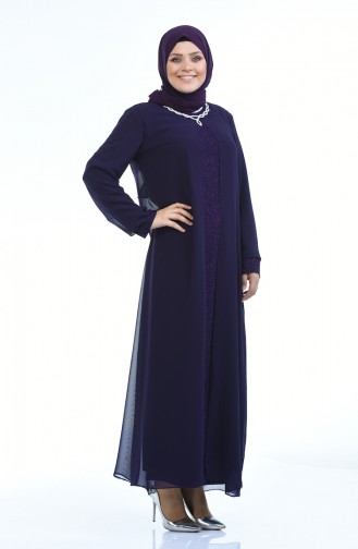 Purple Hijab Evening Dress 1043-02