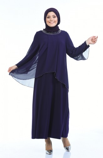 Robe de Soirée Perlées Grande Taille 3147-01 Pourpre 3147-01