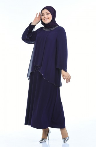 Purple Hijab Evening Dress 3147-01