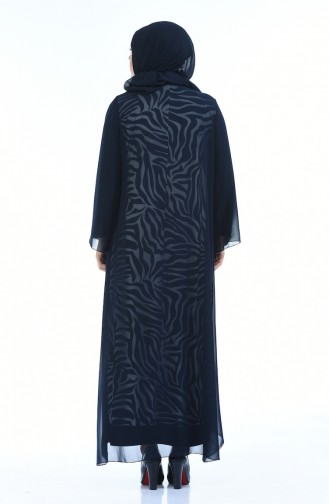 Navy Blue Hijab Evening Dress 5940-01