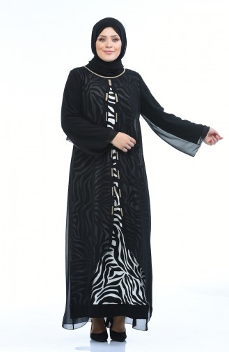 Black Hijab Evening Dress 5940-03