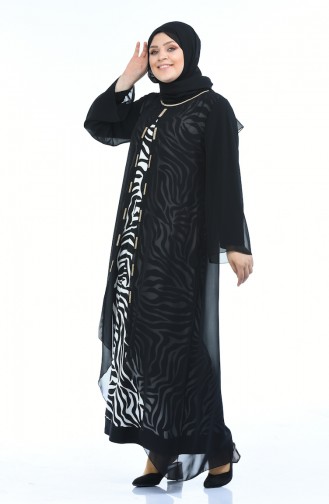 Black Hijab Evening Dress 5940-03