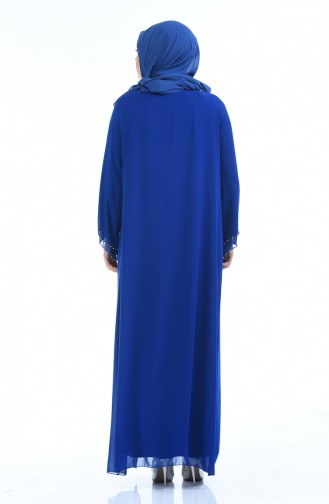 Robe de Soirée Perlées Grande Taille 6227-04 Bleu Roi 6227-04