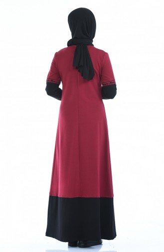 Claret Red Hijab Dress 4066-03
