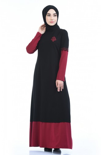 Claret Red Hijab Dress 4066-04