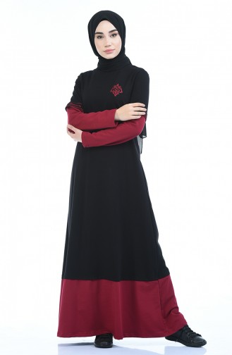 Claret Red Hijab Dress 4066-04