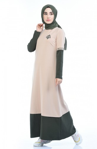 Khaki Hijab Dress 4066-05