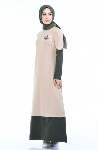 Khaki Hijab Dress 4066-05