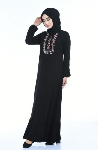 Black Hijab Dress 4077-01