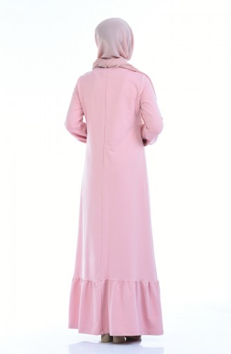 Besticktes Kleid mit Gummi 4077-03 Pink 4077-03