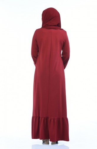 Claret Red Hijab Dress 4077-04