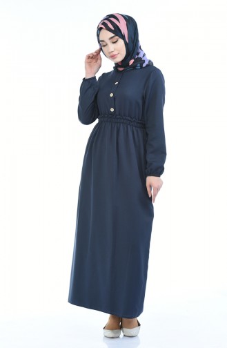 Navy Blue Hijab Dress 6014-07