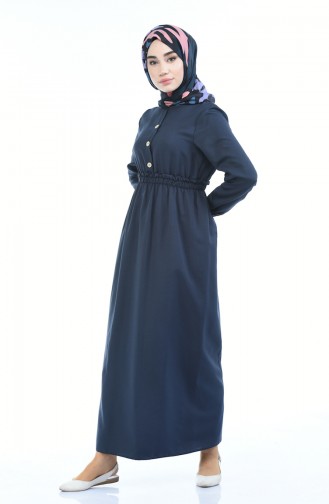 Navy Blue Hijab Dress 6014-07