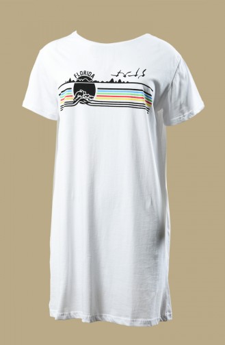 T-shirt Basique Imprimé 0013GH-01 Blanc 0013GH-01