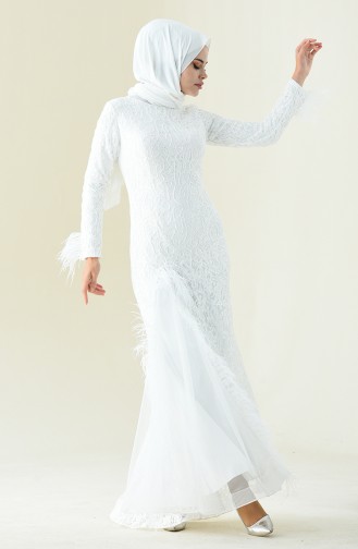 Weiß Hijab-Abendkleider 4702-06