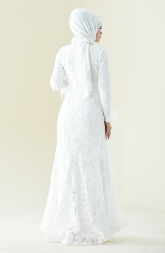 White Hijab Evening Dress 4702-06