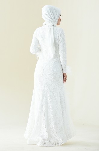 Robe de Soirée à Plumes 4702-06 Blanc 4702-06