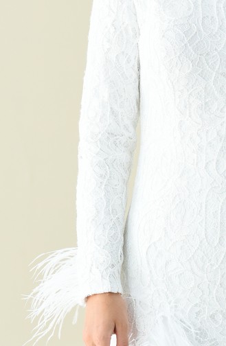 Robe de Soirée à Plumes 4702-06 Blanc 4702-06