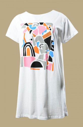 T-shirt Basic 0011G-01 Blanc Orange 0011G-01