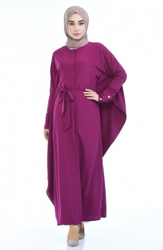 Abaya Décontracté à Manches Chauve-Souris 1075-04 Plum 1075-04