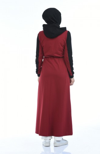 Sport Abaya mit Reissverschluss 4070-01 Schwarz Weinrot 4070-01