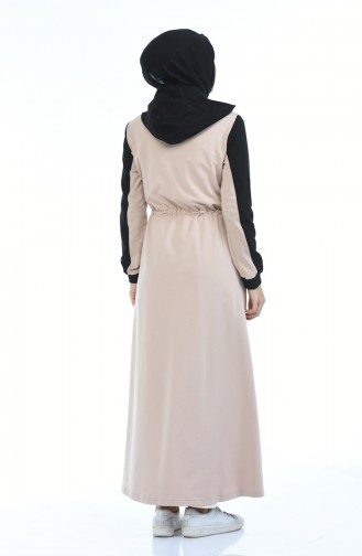 Sport Abaya mit Reissverschluss  4070-02 Schwarz Beige 4070-02