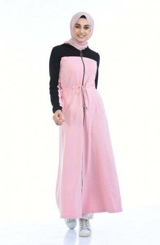 Sport Abaya mit Reissverschluss 4070-04 Schwarz Pink 4070-04