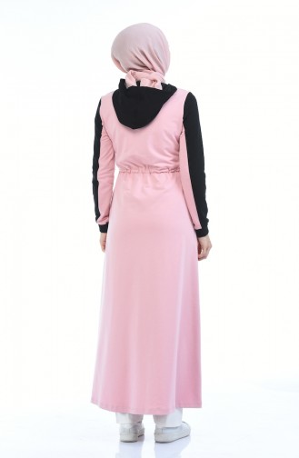 Sport Abaya mit Reissverschluss 4070-04 Schwarz Pink 4070-04