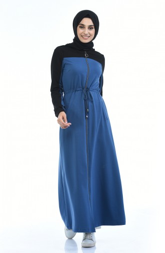 Sport Abaya mit Reissverschluss 4070-06 Schwarz Indigo 4070-06