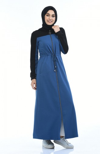 Abaya Sport a Fermeture 4070-06 Noir İndigo 4070-06