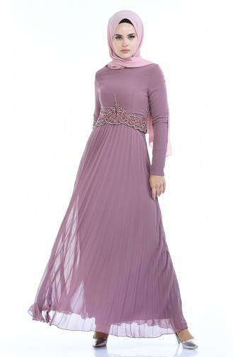 Beige-Rose Hijab-Abendkleider 8004-03