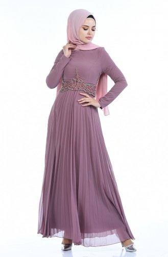 Beige-Rose Hijab-Abendkleider 8004-03