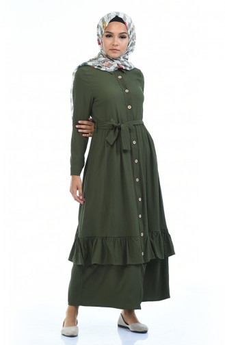 Khaki Hijab Dress 5790-03