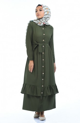 Khaki Hijab Dress 5790-03