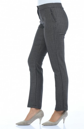 Patterned Straight-leg Trousers 4250-01 Black 4250-01