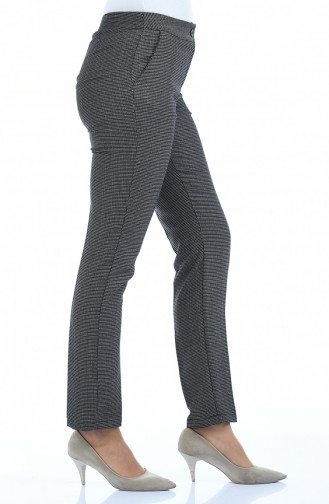 Patterned Straight-leg Trousers 4250-01 Black 4250-01