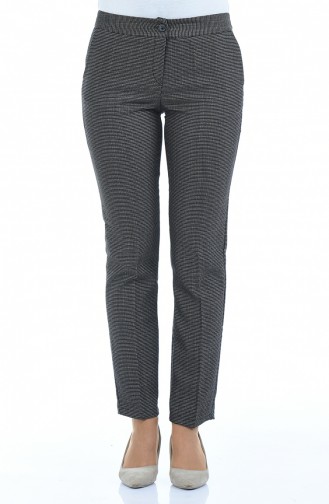 Patterned Straight-leg Trousers 4250-01 Black 4250-01
