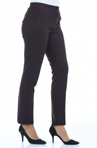 Patterned Straight-leg Trousers 4250-04 Plum 4250-04