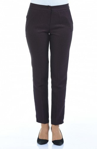 Patterned Straight-leg Trousers 4250-04 Plum 4250-04