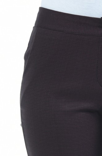 Desenli Düz Paça Pantolon 4250-04 Mürdüm