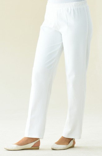 Beli Lastikli Pantolon 2107-01 Beyaz