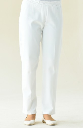 Beli Lastikli Pantolon 2107-01 Beyaz
