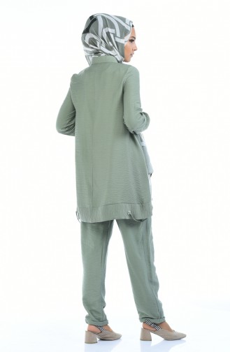 Aerobin Fabric Pocket Tunic Trousers Double Suit 5803-01 Green 5803-01