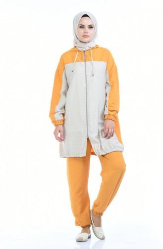 Aerobin Fabric Hooded Tunic Trousers Double Suit 5840-01 Mustard Stone 5840-01