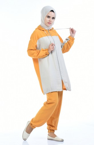 Aerobin Fabric Hooded Tunic Trousers Double Suit 5840-01 Mustard Stone 5840-01