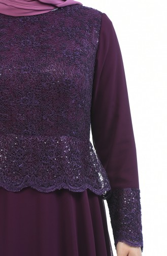 Robe de Soirée a Paillettes Grande Taille 1299-02 Pourpre 1299-02