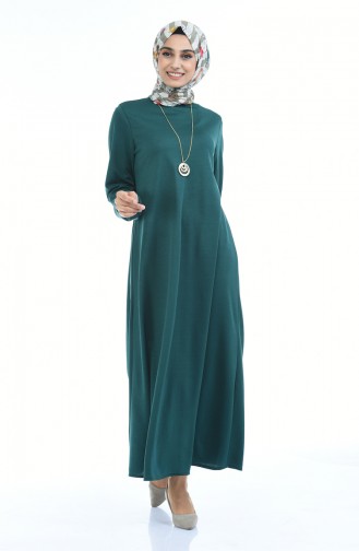 Robe avec Collier Manches élastique 0103-07 Vert emeraude 0103-07